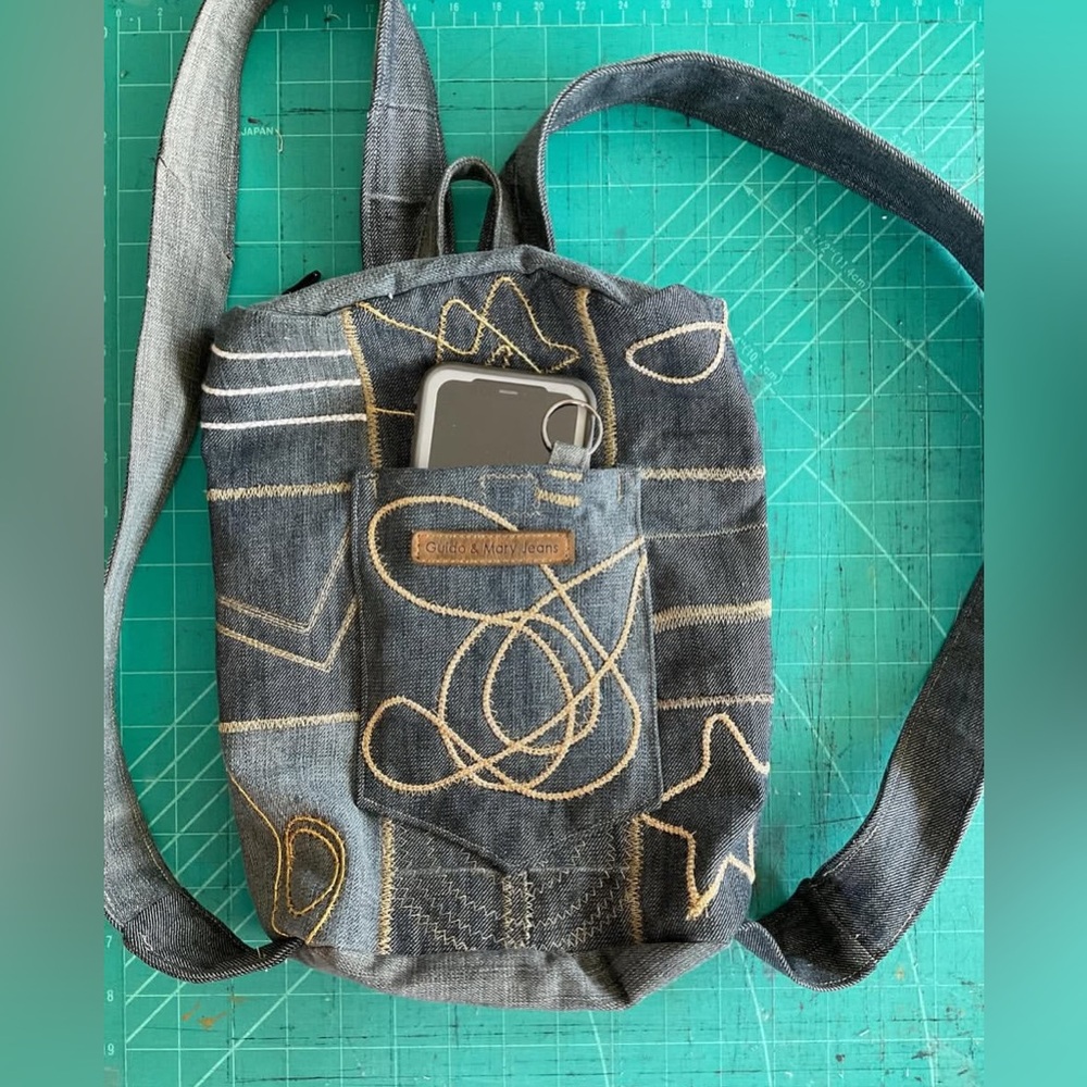 Unique One of a Kind Handcrafted Denim Patchwork Backpack